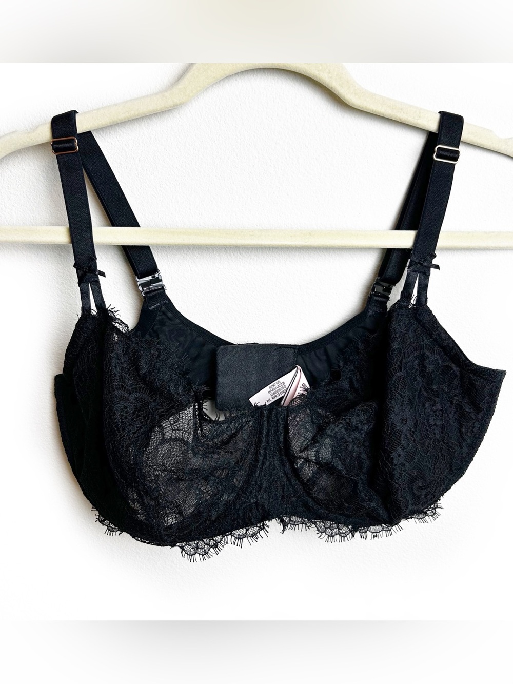 Victoria's Secret Dream Angels black lace push-up bra boudoir sheer size: 38DDD
